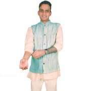 Light Blue Striped Handloom Jacket LBSHJ-01
